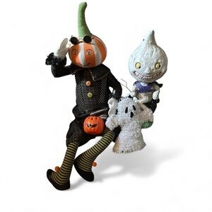 Halloween Pumpkin and Ghost Retro Home Spooky Scary Decorations Old School Decor